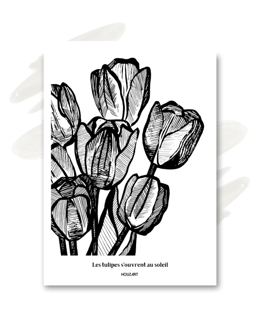 Carte "Les tulipes s'ouvrent au soleil"